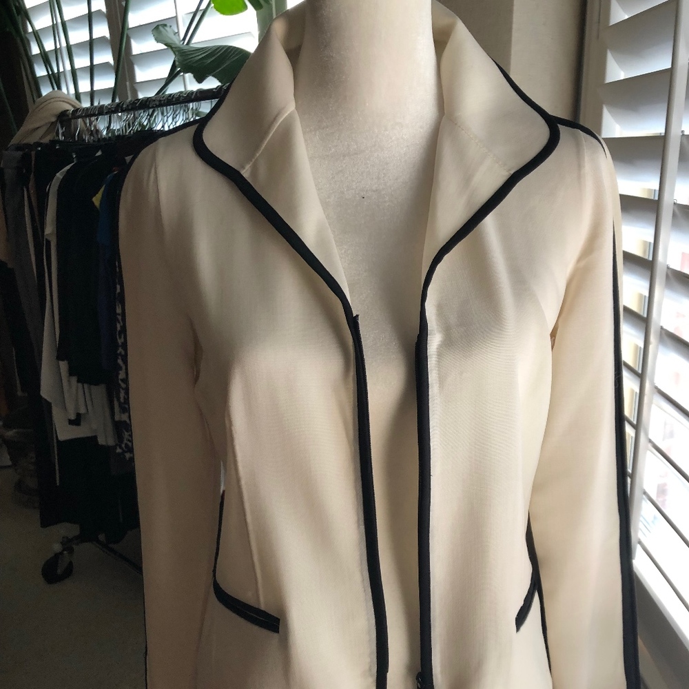 Cream and Black Lafayette 148 Jacket